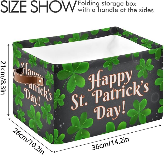 Storage Basket Happy St Patrick's Day Cube Storage Bins Organizer Bag Collapsible Closet Shelf Baskets with handle for Baby Cloth Pet Toy Book 14.2×10.2×8.3 IN-Ruum Studio Home