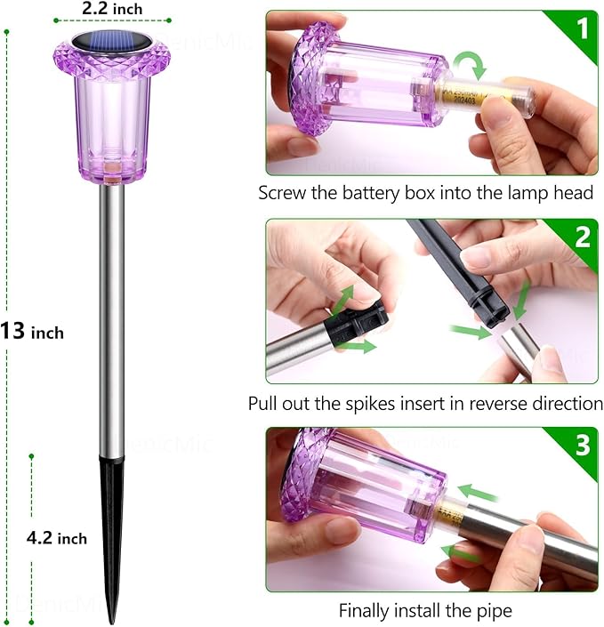 DenicMic Halloween Solar Lights Outdoor 10 Pack Purple LED Waterproof Yard Garden Patio Backyard Pathway Walkway Landscape Path Lawn Outside Halloween Decorations Outdoor-Ruum Studio Home