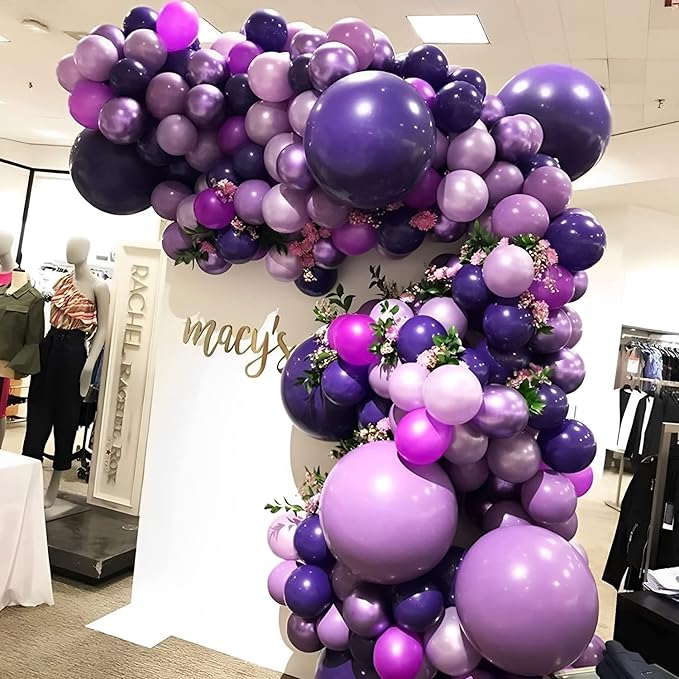 130pcs Dark Purple Balloons Different Sizes 18" 12" 10" 5" Party Latex Balloons for Birthday Halloween Graduation Baby Shower Anniversary Party Decorations-Ruum Studio Home