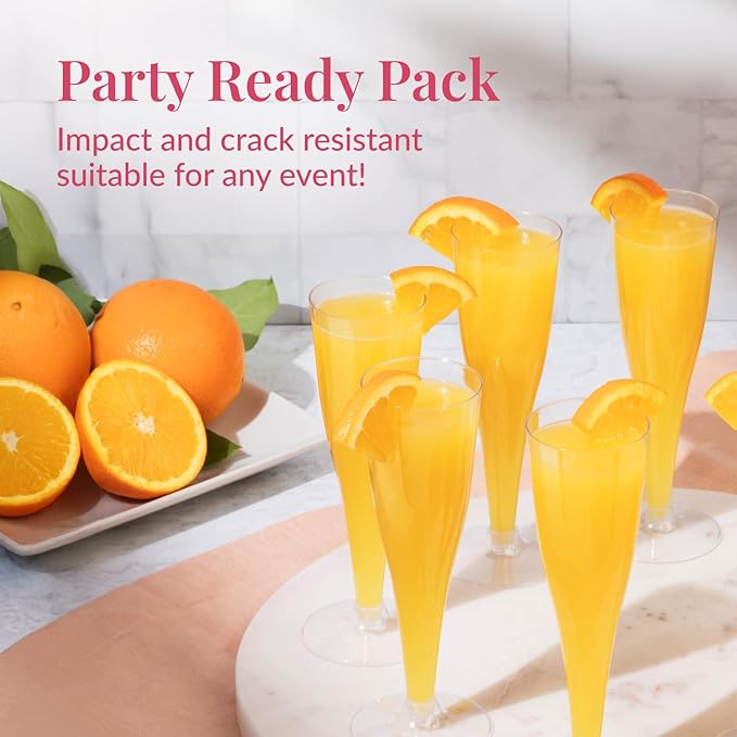 Prestee Set of 200 Plastic Champagne Flutes - Clear Champagne Glasses for Parties, Weddings, Events - 4.5 oz Disposable Drinkware - Elegant Stemware for Toasts Cocktails Mimosas-Ruum Studio Home