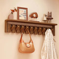 Wall Mounted Piano Key Hanger | Flip Style Hook | Entrance Wall Art Hook, Made of Oak Wood (3 Times Painted, 4 Times Polished) (Tray Walnut, 10Hooks)-Ruum Studio Home