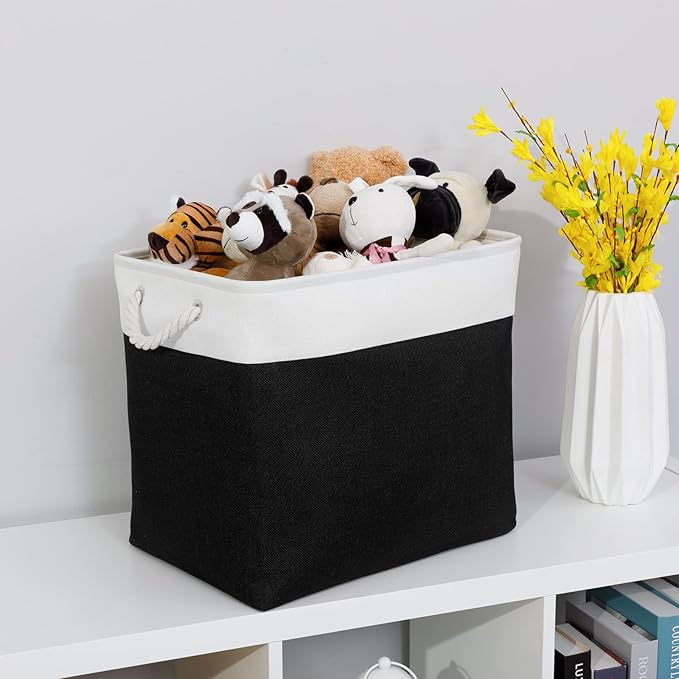 Bidtakay Baskets Extra Large Storage Bins for Clothes Set of 2 Black Baskets for Organizing Fabric Bins 17x12x15 In Tall Baskets with Handles Decorative Basket for Home Organiztion Dog Toy Baskets-Ruum Studio Home