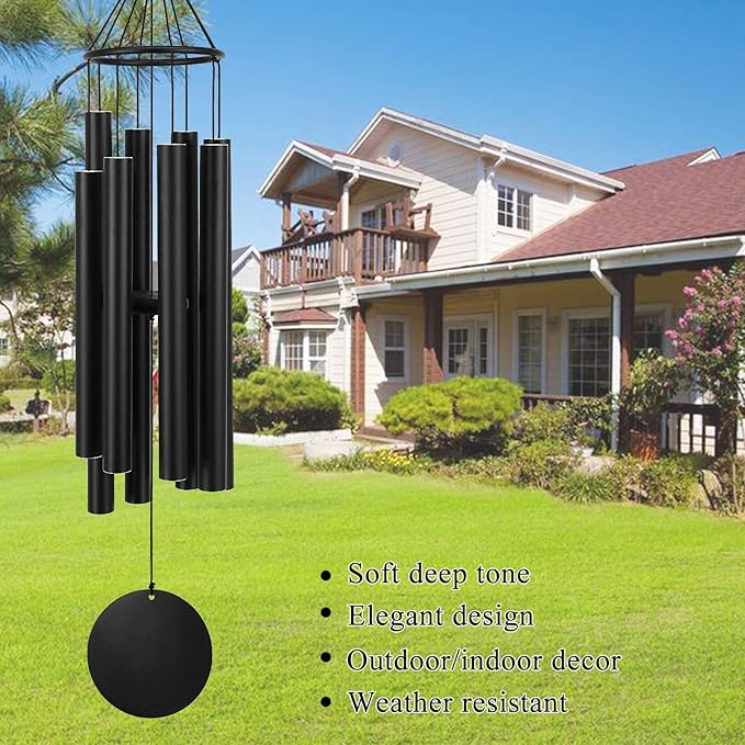 ASTARIN Large Wind Chimes for Outside(38 inch), Sympathy Wind Chimes Outdoor Clearance with 8 Aluminum Tuned Black Tubes, Memorial Wind Chimes Gift Decoration for Home, Garden,Patio,Backyard.-Ruum Studio Home