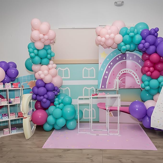 Pink Purple Blue Balloons 60 Pcs Hot Pink Light Pink Teal Purple Latex Balloon Pastel Purple Teal Pink Confetti Balloons for Kids Magic Theme Mermaid Princess Birthday Baby Shower Party Decor-Ruum Studio Home