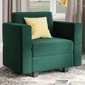 Belffin Velvet Modular Sectional Arm Chair Accent Chair with Storage Seat Single Club Chair for Apartment Green-Ruum Studio Home