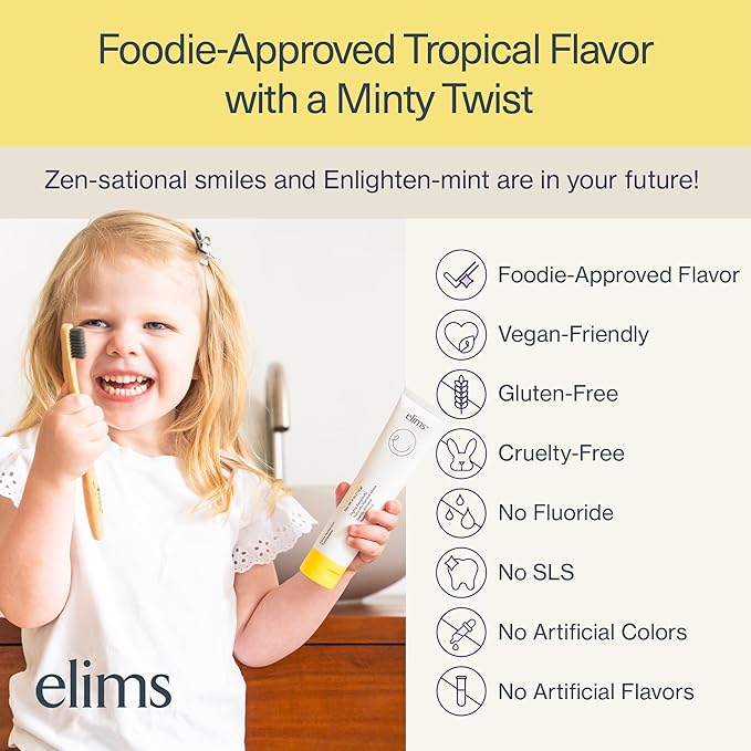 ELIMS Nano Hydroxyapatite Fluoride Free Toothpaste - Xylitol Remineralizing Toothpaste for Whitening Sensitive Teeth - SLS Free Orange Pineapple Mint Flavor for Adults & Kids 4oz-Ruum Studio Home