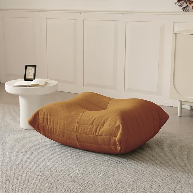Luxury Ottomans, Modern Square Foot Rest for Sofa Couch Chair, Lazy Floor Seating, Fireside Bean Bag Chair, Tatami Sofa Lounger for Living Room, Bedroom, Office, Brown-Ruum Studio Home