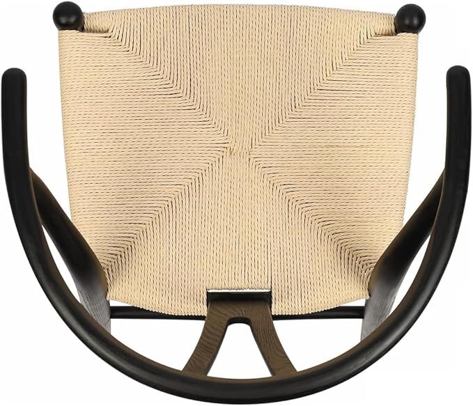 Tomile Solid Wood Wishbone Chair Y Chair Mid-Century Armrest Dining Chair, Hemp Seat (Ash Wood - Black with Natural seat.)-Ruum Studio Home