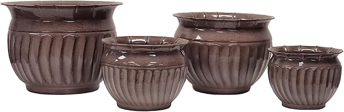 Headwind 10" Sutton - Rosewood Brown, Ironstone Metal Planter Pot. Indoor Outdoor Use-Ruum Studio Home