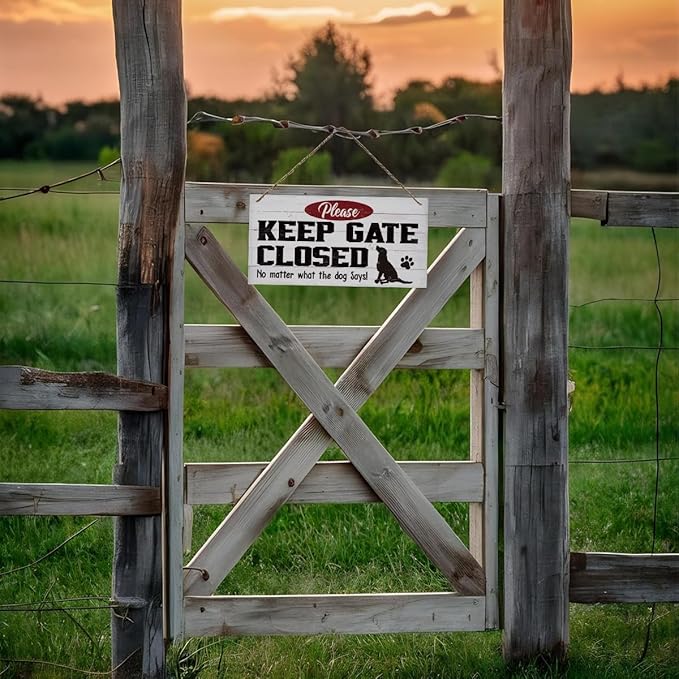 Warning Signs, Keep Gate Closed Dog Sign, Decorative Wood Hanging Wood Plaque, Warning Animal Dog Sign, Funny Novelty Caution Dog Sign, Dog Owner Home Decor, Door Gate Hanger Outdoor-Ruum Studio Home