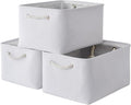 TheWarmHome Storage Basket for Gifts Empty - Large 3 Pack 15.7x11.8x8.2 inch Storage Basket for Organizing with Handles, Canves Storage Bins for Organizer Closet Toy Cubes Gift (White)-Ruum Studio Home