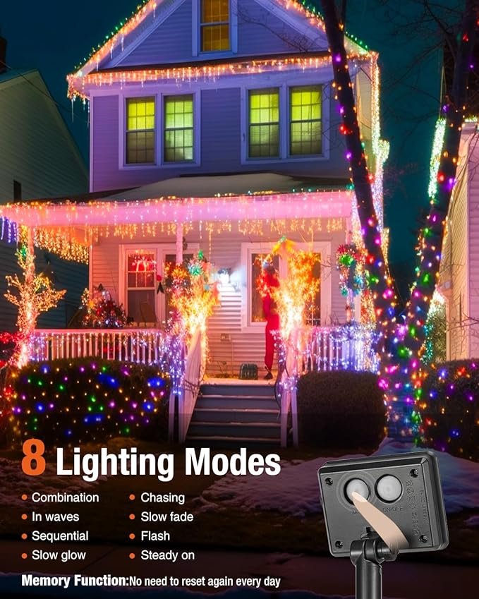 6 Pack Solar Fairy Lights for Outside Waterproof, 49FT/15M 150LED Solar String Lights Outdoor 8 Modes Solar Twinkle Lights for Garden Yard Christmas Tree Wedding Party Decor, Multicolor-Ruum Studio Home