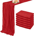 6 Pack Red 10FT Cheesecloth Table Runner Rustic Gauze Fabric Cheese Cloth Table Runner for Wedding Bridal Baby Shower Table Decor Boho Sheer Birthday Party Table Decorations 20 x 120 Inch Long-Ruum Studio Home