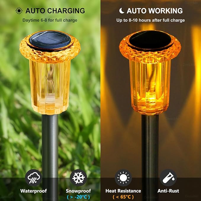 DenicMic Halloween Solar Lights Outdoor 10 Pack Orange LED Waterproof Yard Garden Patio Backyard Pathway Walkway Landscape Lawn Outside Fall Decorations Outdoor-Ruum Studio Home