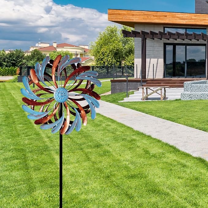 Viveta Wind Spinner for Yard and Garden, Metal Windmill Spinning Kinetic Wind Spinners for Outside Yard Patio Lawn Decor 13”D*57.5“H-Ruum Studio Home