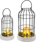 PHOSPHOR Rustic Farmhouse Decor Lantern Set of 2 Modern Farmhouse Decorative Indoor for Kitchen Fireplace Centerpiece Table Dinning Living Room-Ruum Studio Home