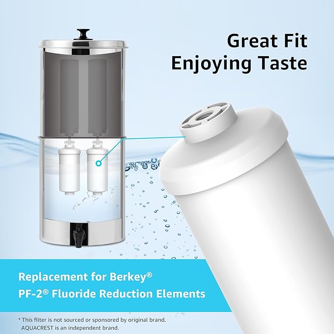 AQUA CREST Fluoride Water Filter, Replacement for Berkey® PF-2® Fluoride Reduction Elements, Berkey® Gravity Filtration System, NSF/ANSI 372 Certified, Pack of 2-Ruum Studio Home
