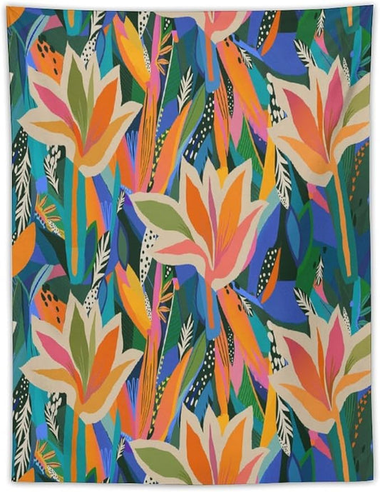 ICMOLYYENLO Boho Green Leaves Tapestry, Mid Century Abstract Tropical Palm Leaves Modern Minimalist Geometric Wall Hanging, Neutral Home Decor Art for Living Room Bedroom Dorm 30x40 Inch-Ruum Studio Home