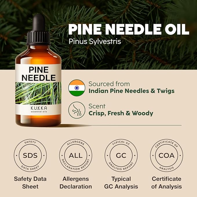 Kukka Pine Essential Oil for Diffuser - 4 Fl Oz - 100% Pure Natural Pine Oil, Woody Scent, for Candle & Soap Making Scent DIY-Ruum Studio Home