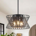 3-Lights Black Pendant Light Vintage Geometric Chandelier Light Fixture Adjustable Metal Lighting Fixtures for Kitchen Room Dining Room Foyer-Ruum Studio Home
