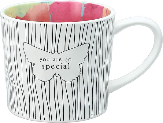 You Are So Special - 16 Oz Debossed Butterfly Rainbow Stripe Coffee Cup Mug-Ruum Studio Home
