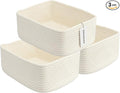 Small Woven Storage Baskets 13“X9”X5“ Decorative Rope Bins for Organizing Shelves, Closets, and Toys, Empty Gift Baskets, Cute Organizer Basket for Home and Office White Large-Ruum Studio Home