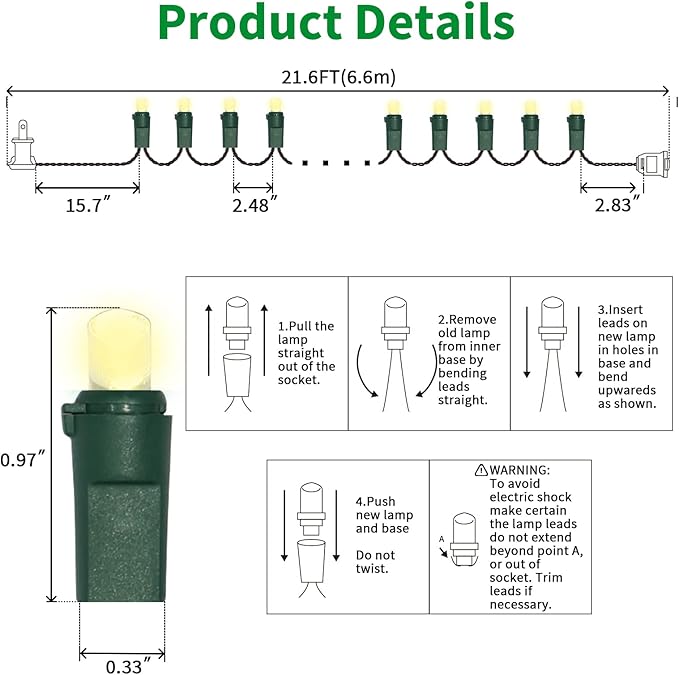 100 Count Warm White - String Lights - 21.6FT LED Christmas Lights, Mini led Lights for Indoor Outdoor Home Holiday Party Wedding Independence Day Decoration-Ruum Studio Home