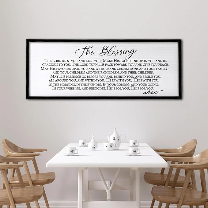 The Blessing Christian Song Lyrics Wall Decor 32"×12" Bible Verse May The Lord Bless You Scripture Wall Art Sign (Black)-Ruum Studio Home