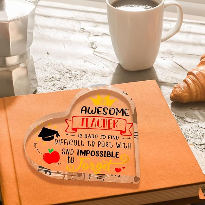 Teachers Day Graduation Season Opening Season Gifts Teacher Gifts Teacher Appreciation Gifts Best Teacher Gifts for Women Acrylic Heart for Her Coworker Friend Principal Educator Birthday Christmas-Ruum Studio Home