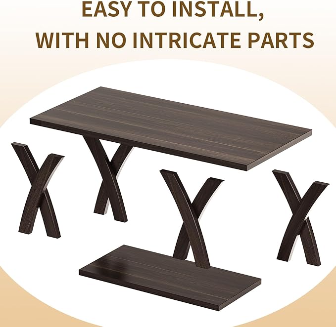 47” Wood Coffee Tables for Living Room Rustic Stands with Storage Shelf Brown Coffee Tables for Living Room. Farmhouse Center Stands with Shelf Farmhouse Rectangle Center Table-Ruum Studio Home