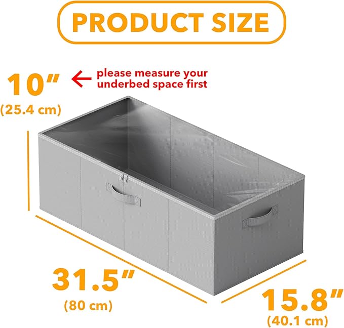 SpaceAid 4 Pack 10" High Under Bed Storage Containers, Large Underbed Storage Organizer Bins with Lids for Bedroom, Dorm, Clothes, Closet Organization, Bed Sheets and Blankets (Gray)-Ruum Studio Home