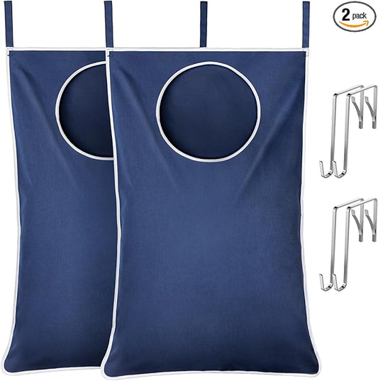 Lifewit 2 Pack Over Door Laundry Hamper, Large Collapsible Hanging Laundry Hamper, Hanging Laundry Basket Bag for Bathroom Bedroom Dirty Clothes Storage Organizer, Dark Blue-Ruum Studio Home