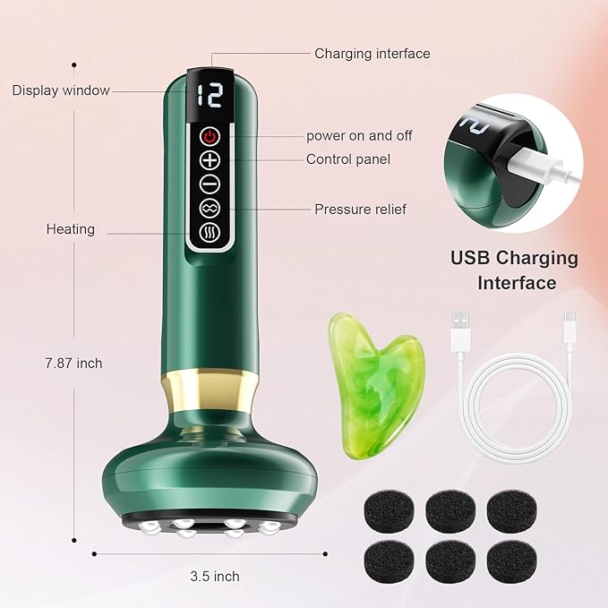 Electric Handheld Cellulite Massager with 12 Suction Modes, Lymphatic Drainage Massager, Cellulite Remover Tool for Legs, Belly, Thighs, Arms, Butt- Christmas,Gifts for Her Women (Green)-Ruum Studio Home