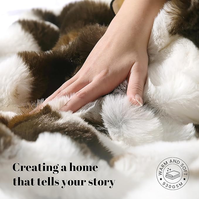 Cow Print Faux Fur Throw Blanket for Couch, Soft & Plush Fuzzy Blanket for Sofa, Bedroom, Living Room, Super Soft Warm for Adults Kids Girl Gifts Bedroom Couch Sofa Travel,50x60 Inches Black Brown-Ruum Studio Home