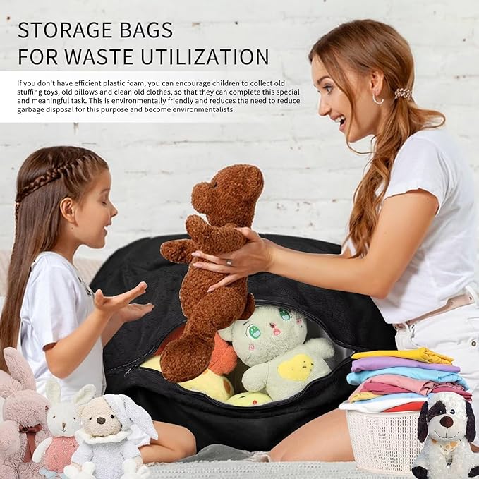 Bean Bag Chair for Adults 5FT,Soft Removable Cover for Teens/Girls Bedroom,Fluffy Giant Round Floor Beanbag Lounger Chairs (No Filler,Black)-Ruum Studio Home