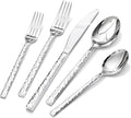 KINGSTONE 20 Piece Hammered Silverware Set, 18/10 Stainless Steel Flatware Set for 4, Cutlery Set for Home, Party, Wedding, Mirror Polished Dishwasher Safe-Ruum Studio Home