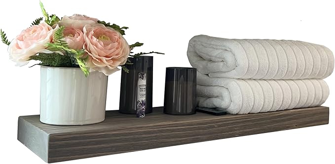 joelsantiques - 30 Inch Wooden Floating Shelves for Wall - 30x6x2 in - Made of Natural Wood - Long Heavy Duty Rustic Wall Shelves for Bedroom - Perfect for Living Room, Kitchen - Gray, Grey-Ruum Studio Home