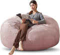 Bean Bag Chair 6Ft, Memory Foam Filled, Large Beanbag Chairs for Adults and Teens, Soft Sofa with Removable Flannel Cover, Round Couch for Living Room Bedroom College Dorm (Pink, 6FT-67×67"×24")-Ruum Studio Home