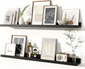 Fun Memories Picture Ledge Shelves Set of 2, 36 Inch Rustic Wall Mounted Floating Shelves with Lip for Home Storage and Décor in Bathroom, Kitchen, Nursery, Bedroom, Living Room, Black-Ruum Studio Home