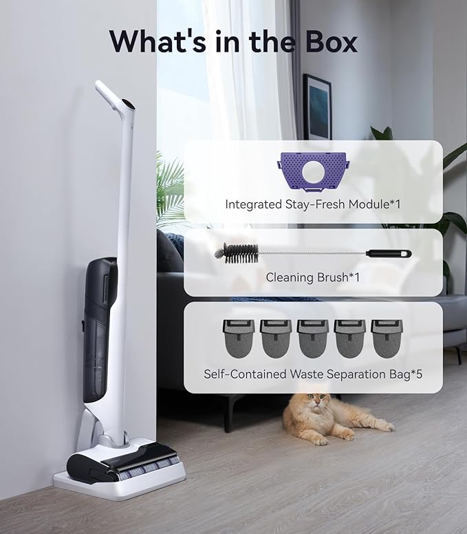 NARWAL S30 Wet Dry Vacuum Cleaner with 20000Pa Suction, 176°F Self-Cleaning, Heated Drying, Disposable Waste Bag, Tangle-Free, Cordless Vacuum Mop for Hard Floors & Edge Cleaning, Easy to Use-Ruum Studio Home