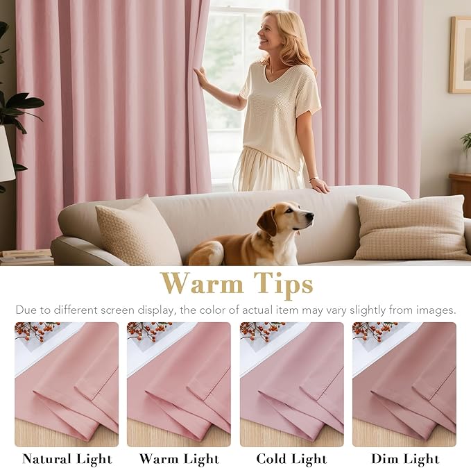 H.VERSAILTEX Blackout Curtains for Bedroom Thermal Insulated Room Darkening Living Room Curtains 72 Inch Long Grommet Privacy Protection Window Curtain Panels/Drapes for Nursery, 2 Panels, Baby Pink-Ruum Studio Home