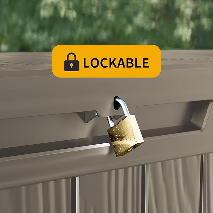 80 Gallon Outdoor Storage Box Waterproof Lockable Resin Deck Box Large, Patio Storage Bin for Pool Accessories Cushion Furniture, Garden Tools, UV-Resistant Outside Delivery Grey-Ruum Studio Home