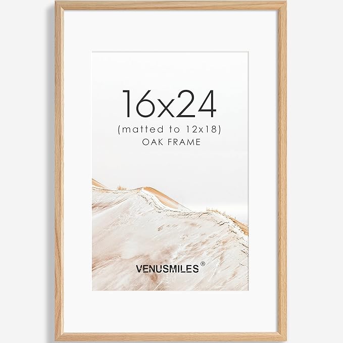 16x24 Poster Frame Natural Solid Oak Photo Frames with 12x18 Removable Mat Wall Hanging Large Handcrafted Frame with HD Plexiglass Wall and Tabletop Display Large Picture Frame-Ruum Studio Home