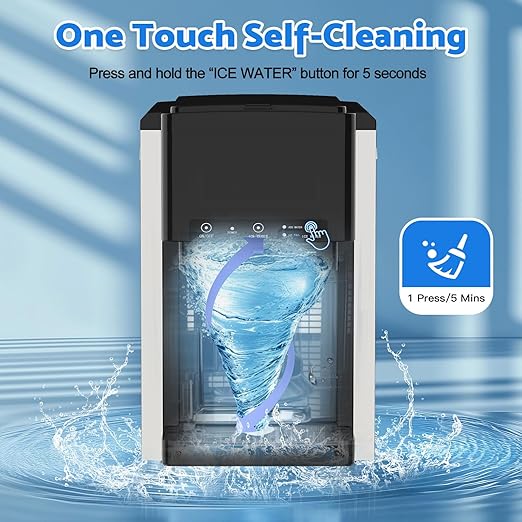3 in 1 Water Dispenser with Ice Maker, Nugget Ice Maker Countertop, Bullet Ice, Crushed Ice, Water Cooler, 44Lbs/24H, 12 Ice Cube/6Min, Self-Cleaning, 4Lbs Ice Storage, Home, Kitchen, Party, RV-Ruum Studio Home