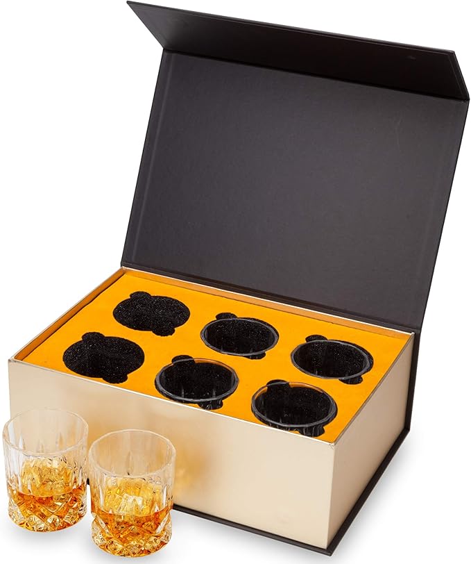 KANARS Whiskey Glasses Set of 6 with Elegant Gift Box,10 Oz Premium Old Fashioned Crystal Glass Tumbler for Liquor, Scotch, Cocktail or Bourbon Drinking, Gifts for Birthday Wedding Anniversary-Ruum Studio Home