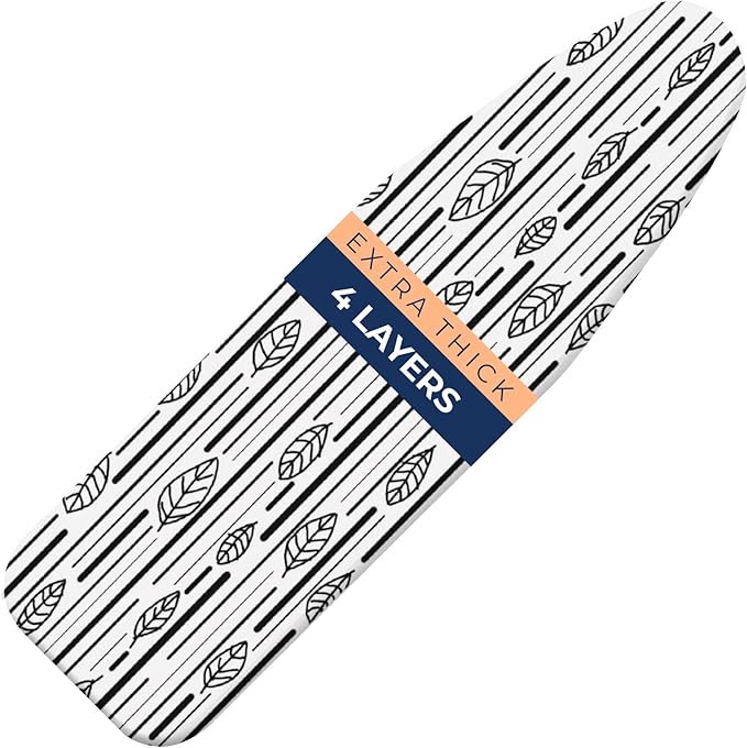 Ironing Board Cover and Pad Extra Thick Heavy Duty Padded 4 Layers Non Stick Scorch and Stain Resistant 15x54 and 3 Fasteners Elastic Edge with Bonus Protective Scorch Mesh Cloth-Ruum Studio Home