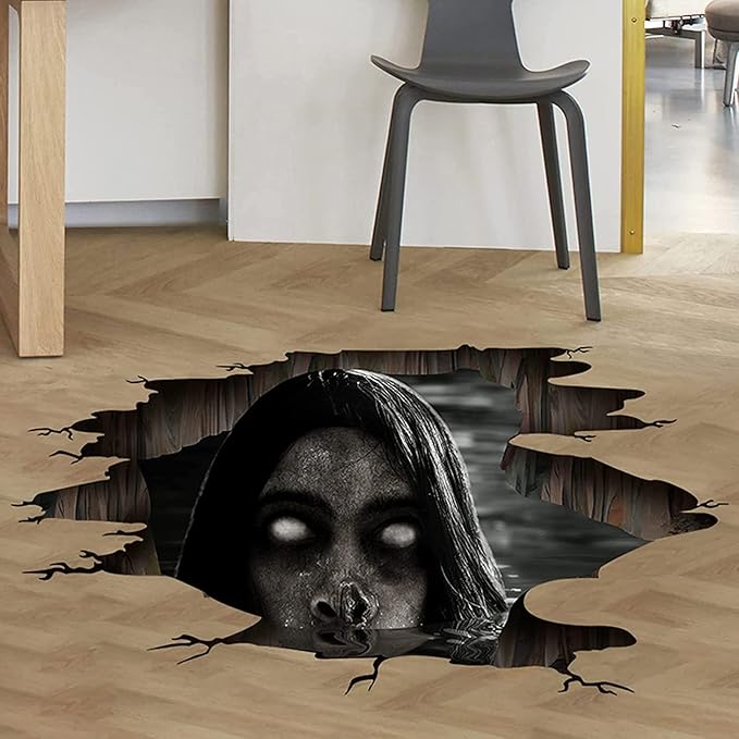 3D Halloween Floor Decals Scary Halloween Zombie Stickers for Living Room, Spooky Blind Women Scratching Floor Stickers Vinyl Removable Decals Art Decorations Party Supplies for Bar Pub-Ruum Studio Home