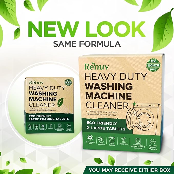 Heavy Duty Washing Machine Cleaner Descaler Tablets - Deep Cleaning for Front Load, Top Load Washer, HE (6 XL Tablets - 6 Months Supply)-Ruum Studio Home