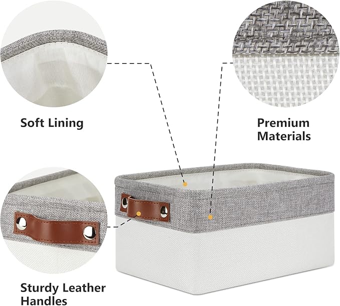 DULLEMELO Storage Baskets Bins for Organizing, Small Fabric Baskets for Shelves, Closets, Nursery, Home, Office, Empty Gift Baskets (6-Pack, Grey&White)-Ruum Studio Home