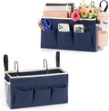 Bedside Caddy Bedside Organizer Bedside Storage Caddy with Fixed Straps and Water Bottle Holder for Home College Dorm Bunk Bed Hospital Bed Crib Bed Rails (2pcs Navy Blue)-Ruum Studio Home